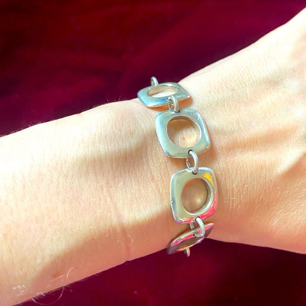 Nwot Solid Sterling Silver Square Link Necklace A… - image 3